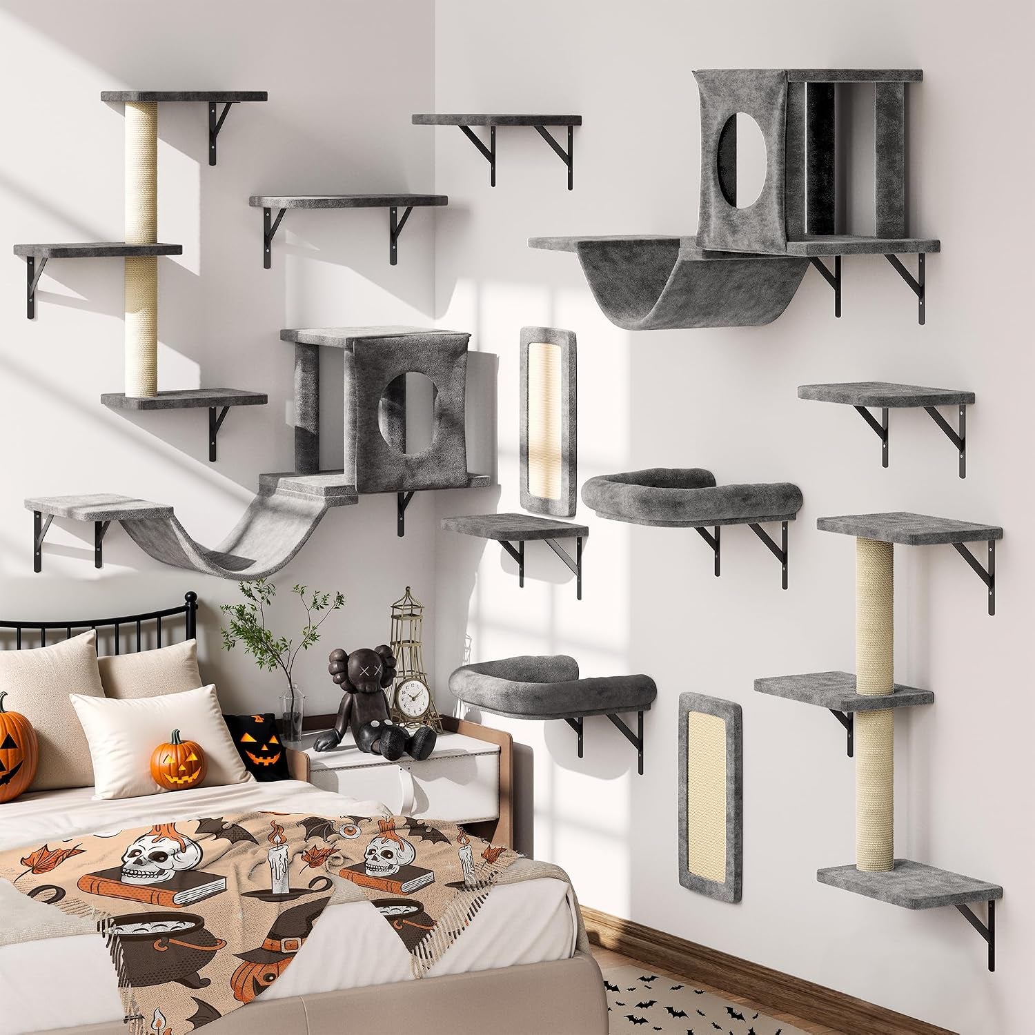 12-in-1-cat-wall-shelves-wall-mounted-cat-climber-with-condo-house-scratching-post-bridge-ladder-space-saving-indoor-play-furniture-for-kittens-black