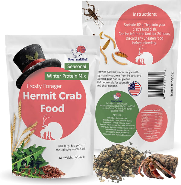 Natural Hermit Crab Food – High-Protein Hermit Food with Real Fruit and Sprouted Grains – 65 G (2.3 Oz) Crab Food for Pet Hermit Crabs by Snout and Shell14
