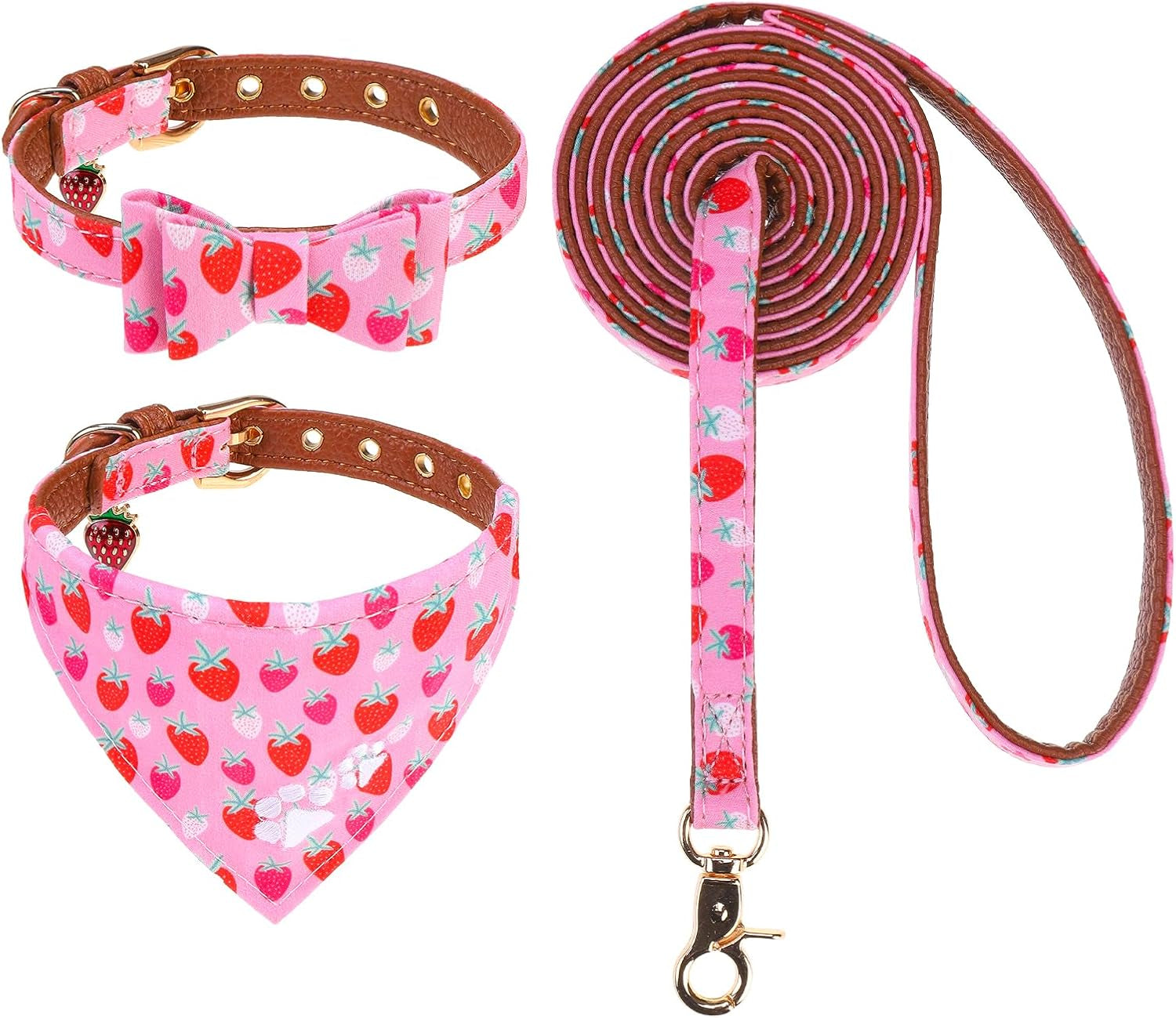 expawlorer-puppy-collar-and-leash-set-embroidery-pawprints-plaid-dog-collar-and-dog-leash-set-bow-tie-and-bandana-dog-collar-with-bell-cute-collar-and-leash-for-dogs-cats-outdoor-walking-blue-s