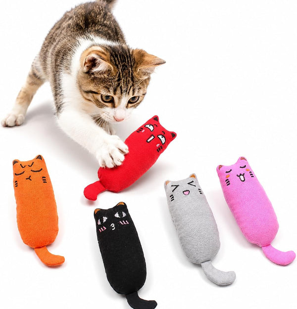 Legendog 5Pcs Bite Resistant Catnip Toy for Cats,Catnip Filled Cartoon Mice Cat Teething Chew Toy2