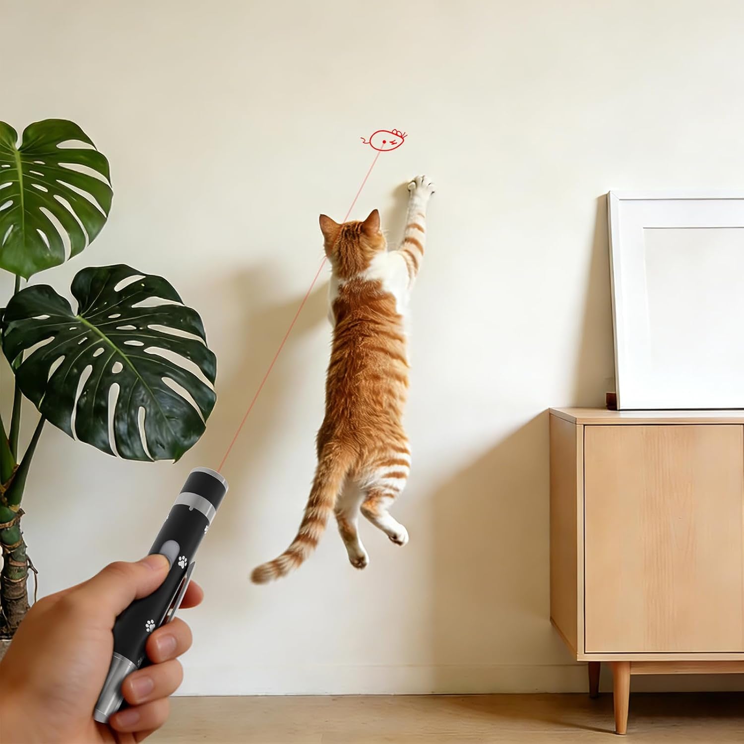 umsis-cat-toy-2-pieces-distinctive-black-painted-metal-casing-with-paw-print-design-rechargeable-7-adjustable-patterns-interactive-chase-toy-for-indoor-cats-dogs-training-and-exercise