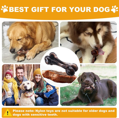 Dog Chew Toys for Aggressive Chewers, 2Pack Indestructible Dogs Bone Toy for Large Small Medium Breeds, Durable Tough Nylon Dog Toys to Keep Them Busy, Puppy Teething Dogs Toy Bone, Beef&Bacon Flavor6