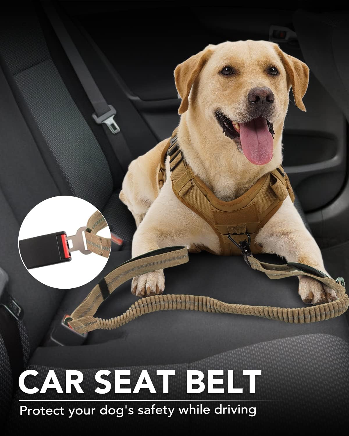 joytale-tactical-bungee-dog-leash-shock-absorbing-no-pull-coyote-brown-for-large-dogs-that-pull-2-padded-handles-for-control-car-seatbelt-clip-reflective-for-night-safety-metal-frog-clip