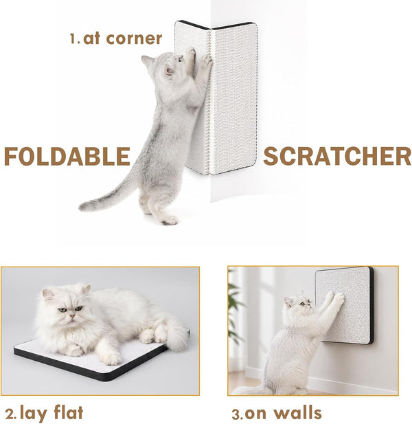 Cat Scratcher Pads, Foldable Cardboard for Corner Walls 17″Lx13″Wx0.78″H Scratching Post for Indoor Cats (White,Medium)3