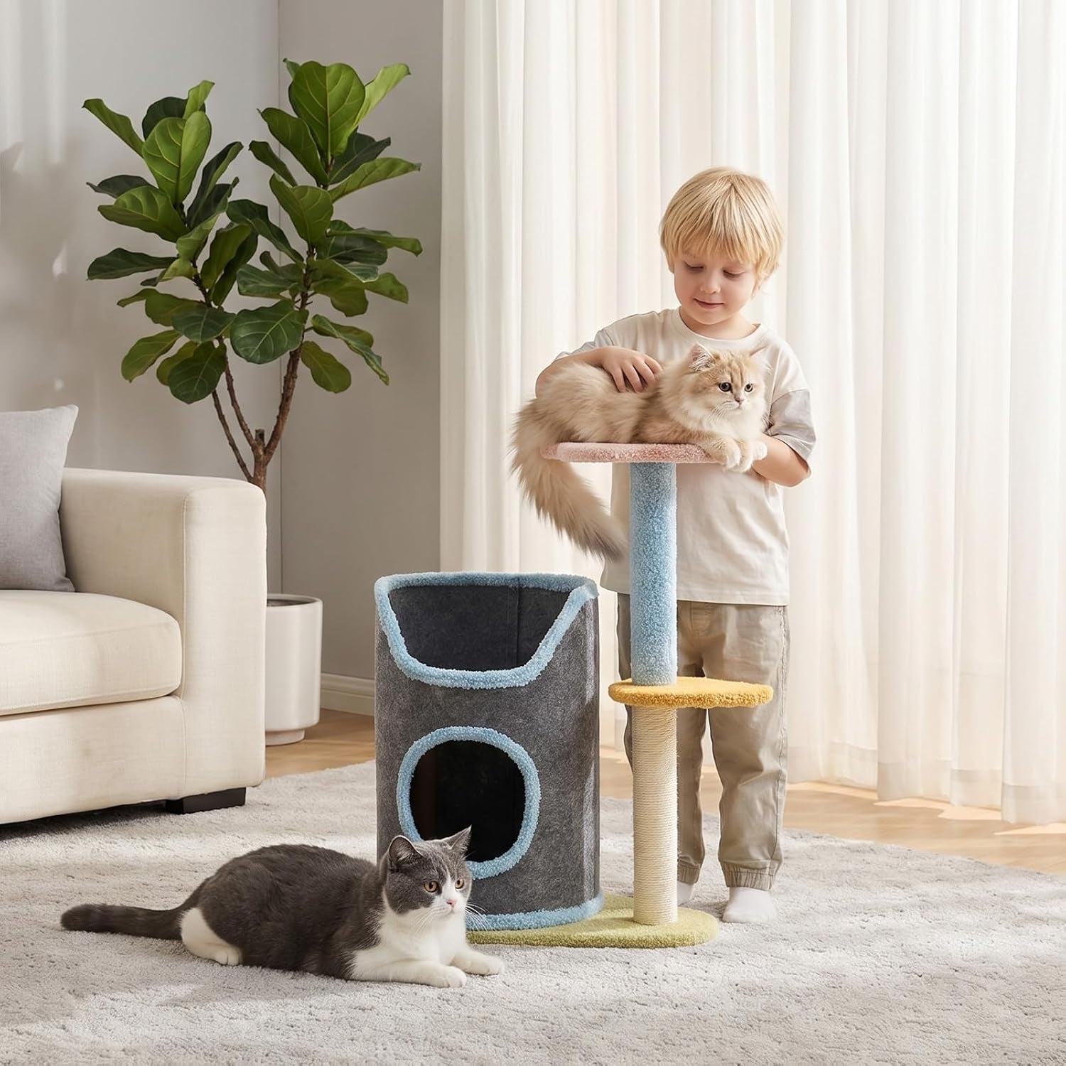 cat-tree-with-cat-scratching-post-for-indoor-cats-up-to-5-lbs-small-cat-tower-with-scratching-board-and-cozy-hammock-compact-cat-tree-tower-with-cat-bed