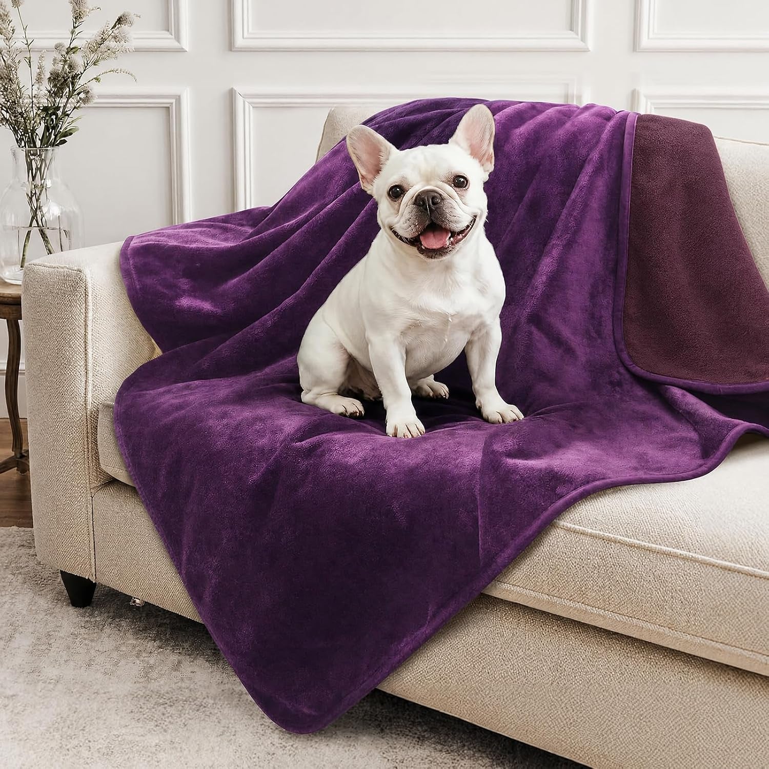 loobani-waterproof-blanket-for-bed-soft-flannel-twin-bed-blanket-60-x-80-dog-pet-blankets-for-large-dogs-reversible-spill-proof-throw-for-couch-cover-movie-time-camping-travel-noise-free-grey