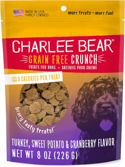 Charlee Bear Crunch Grain Free Dog Treats, Bacon and Blueberry, 8 Ounce Resealable Bag, Low Calorie Training Treats for Dogs, Limited Ingredient, Healthy, Crunchy Dog Snacks, Made in USA9