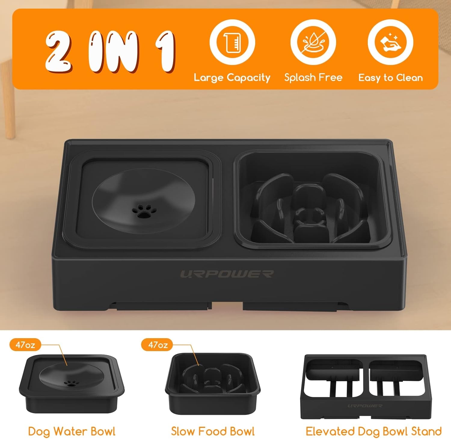 urpower-2-in-1-elevated-slow-feeder-dog-bowls-with-no-spill-water-bowl-4-height-adjustable-raised-dog-bowls-non-slip-food-and-water-bowls-with-stand-for-small-medium-large-dogs-cats-and-pets