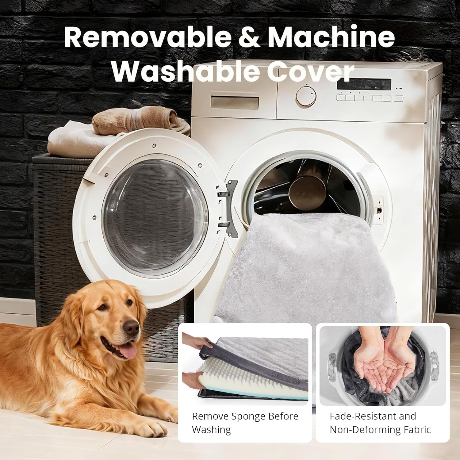 ohgeni-orthopedic-waterproof-large-dog-bed-memory-foam-41-inchgray-machine-washable-removable-cover-in-easy-clean-fabric-reversible-memory-foam-easy-carry-handle-suitable-for-crate