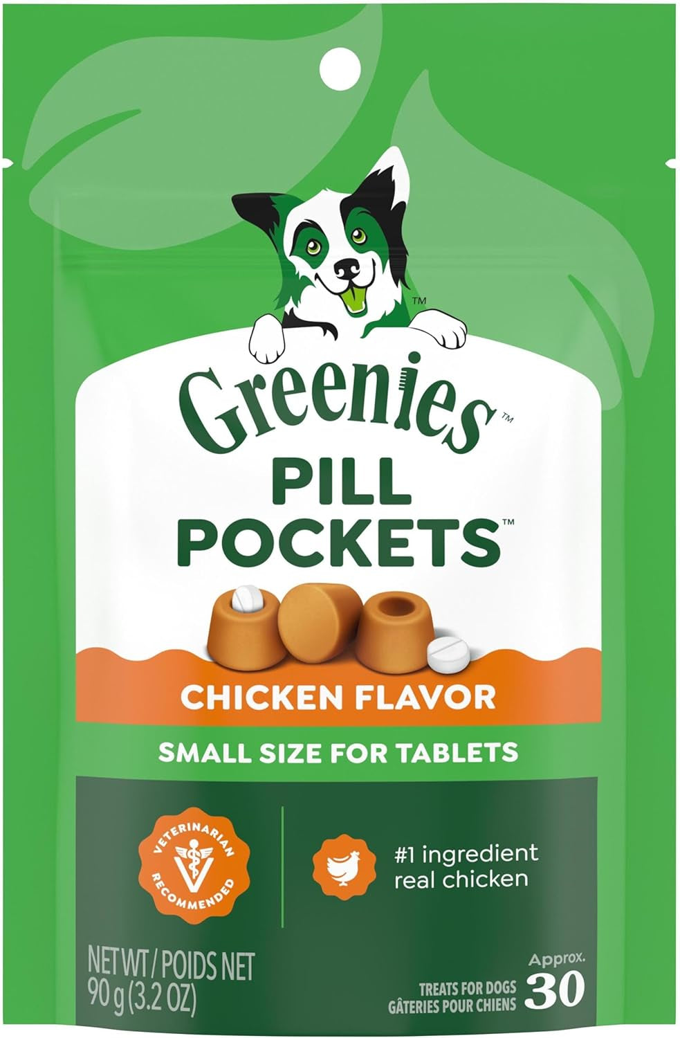 greenies-pill-pockets-small-dog-treats-chicken-flavor-3-2-oz-vet-recommended-masks-pill-smell-taste-easy-pinch-close-design-stress-free-medicating-tablet-size-3-2-oz-pouch