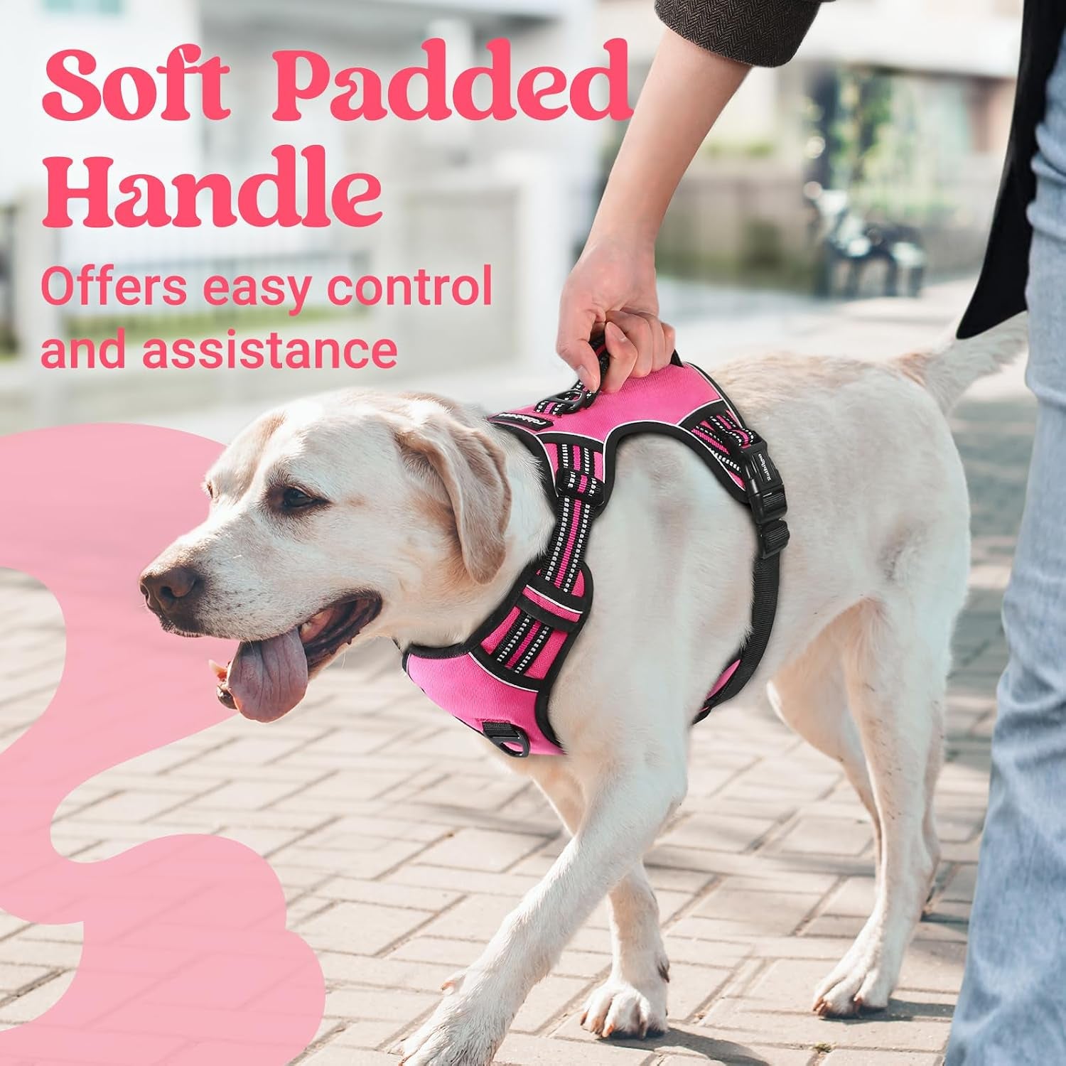 rabbitgoo-large-dog-harness-easy-wear-with-3-buckles-and-lift-handle-no-pull-with-front-clip-for-walking-adjustable-soft-padded-reflective-easy-control-pink-large