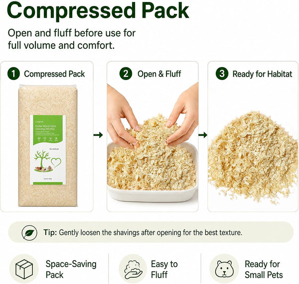 35Oz Natural Aspen Wood Pet Bedding – Low Dust, Odor Control & Ultra Absorbent Shavings for Hamsters, Parrots, Guinea Pigs & Small Animals4