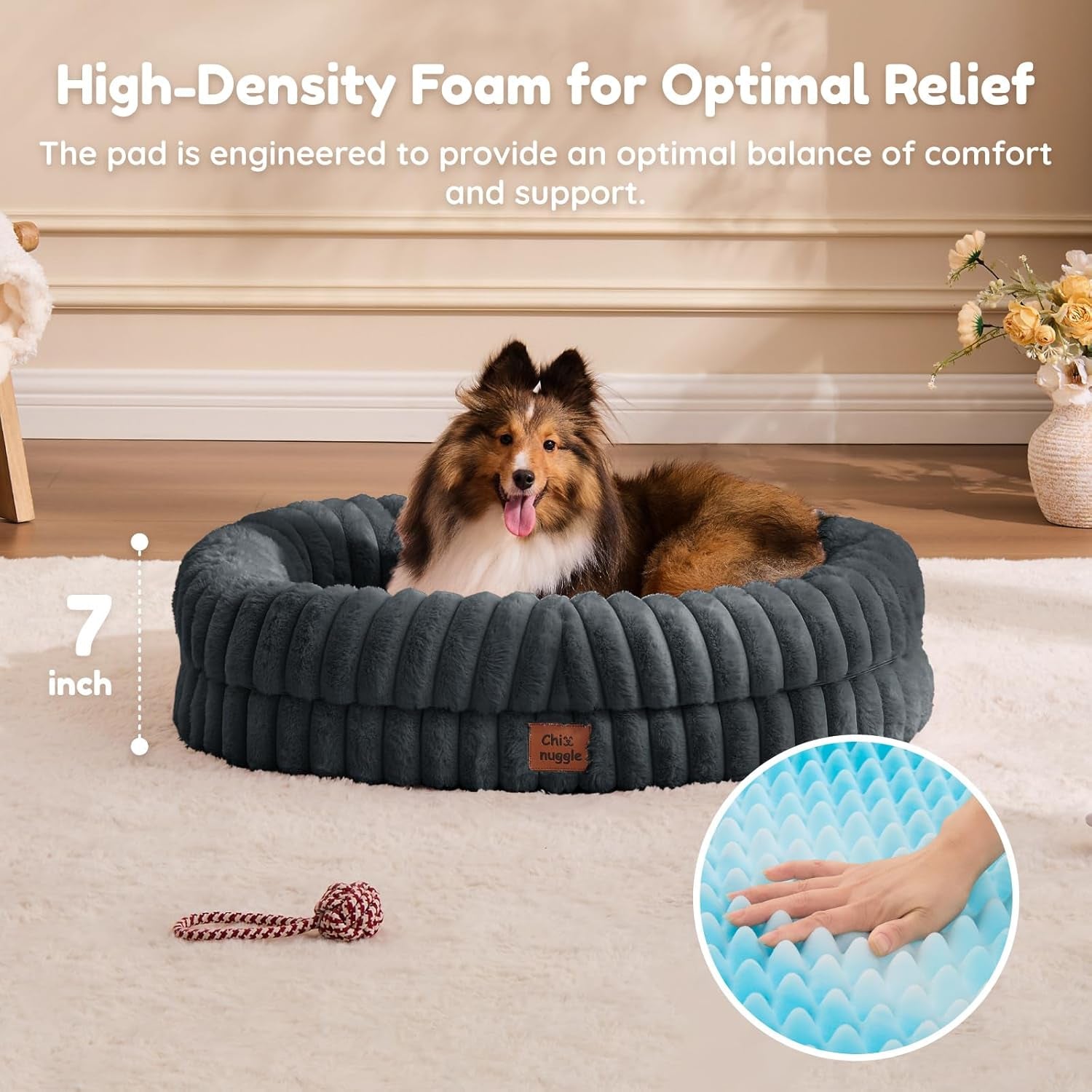 chixnuggle-orthopedic-dog-bed-washable-cover-faux-fur-bolster-pet-couch-waterproof-egg-crate-foam-non-slip-bottom-for-small-medium-dogs-dark-grey-30-24-7-dog-sofa-puppy-bed