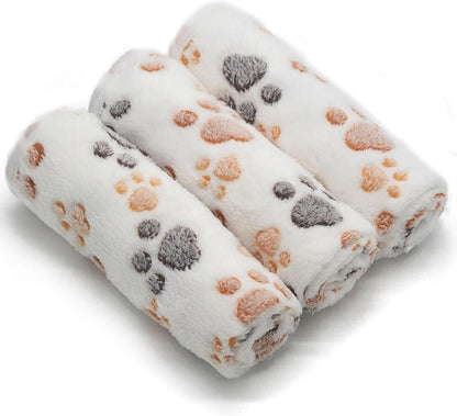 1 Pack 3 Puppy Blankets Super Soft Warm Sleep Mat Grey Cute Print Blanket Fluffy Fleece Pet Blanket Flannel Throw Dog Blankets for Small Dogs Puppy Dogs Fluffy Cats,Bone-Small(23"X15")14