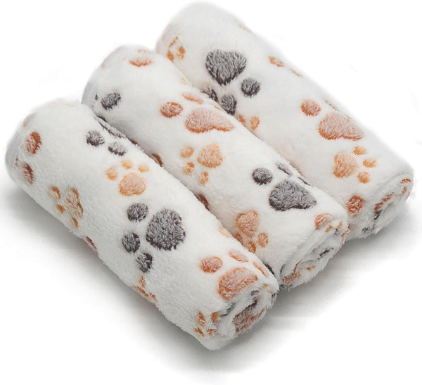 1 Pack 3 Puppy Blankets Super Soft Warm Sleep Mat Grey Cute Print Blanket Fluffy Fleece Pet Blanket Flannel Throw Dog Blankets for Small Dogs Puppy Dogs Fluffy Cats,Bone-Small(23"X15")14