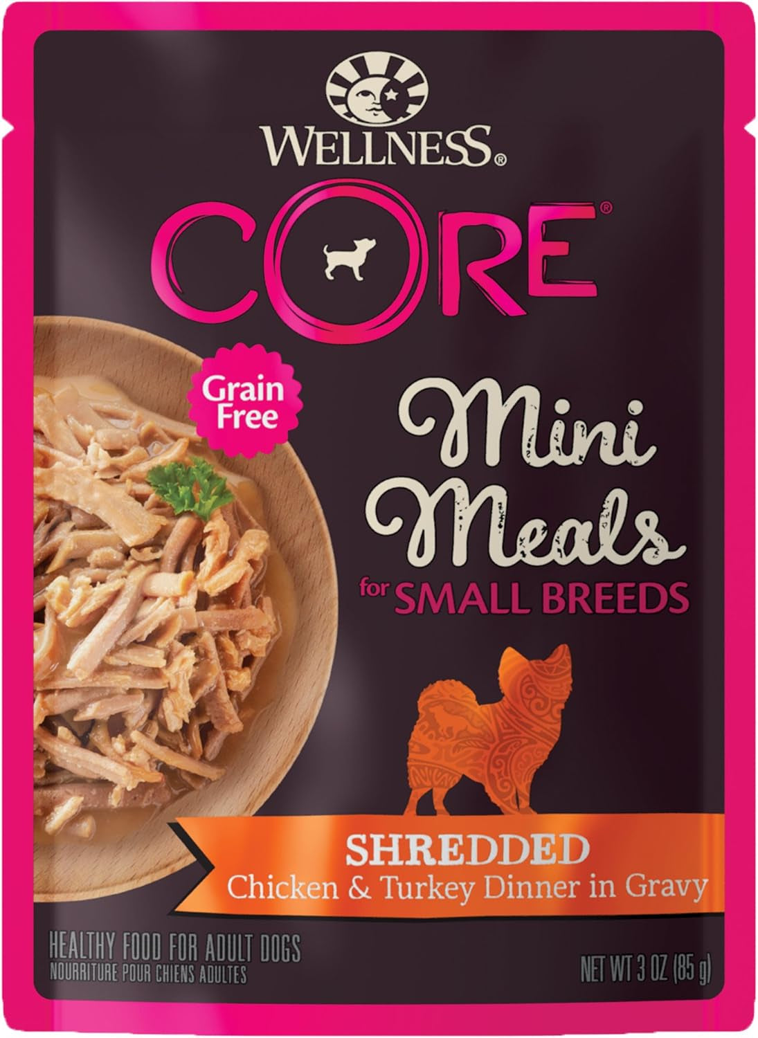 wellness-core-small-breed-mini-meals-shredded-in-gravy-adult-wet-dog-food-grain-free-natural-chicken-and-turkey-dinner-recipe-3-oz-pack-of-12-pouches
