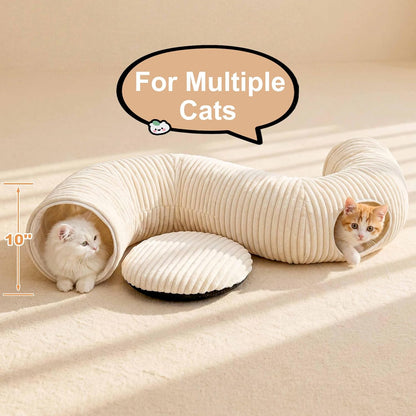 Cat Tunnel Bed with 40 Pcs Interactive Cat Toys, Cat Tube with Kitten Toys for Indoor Kittens, Collapsible Play Tunnel, White7