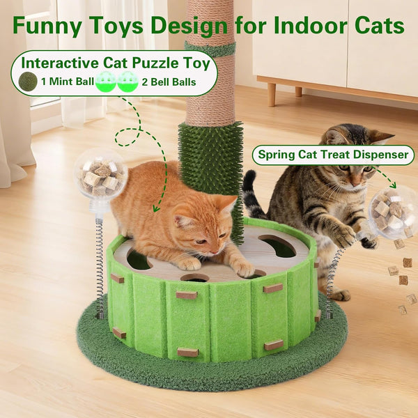 Plam Tree Cat Scratching Post 40" Tall with Cat Toys for Indoor Large Cats | Sturdy Base Cat Scratcher Posts for Adult Cats with Rotating Hanging Ball, Cat Puzzle Toy and Spring Cat Treat Dispenser2