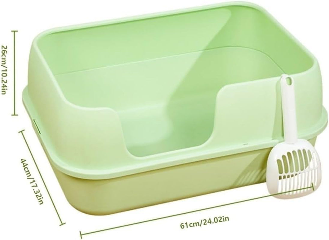 pet-supplies-high-sided-semi-enclosed-cat-litter-box-for-big-cats-rabbits-detachablegreen