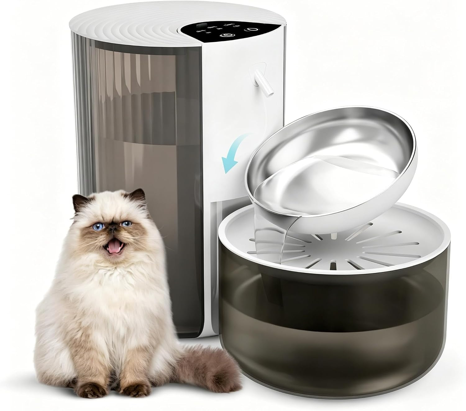 filterless-cat-water-fountain-3-5l-118oz-wastewater-separation-no-filter-stainless-steel-bowl-quiet-pet-water-fountain-for-cats-dogs-dispenser-wireless-automatic-water-fountains