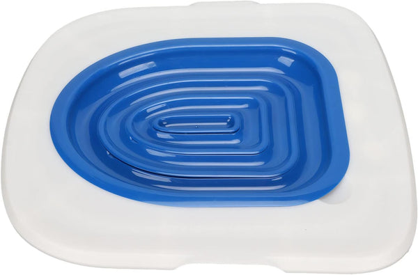 Reusable Cat Toilet Training Kit Universal round Elongated S ABS Trainer Tool for Kittens Pets Litter Box Alternative Potty System (White Tray, 1 Blue Inner Support)8