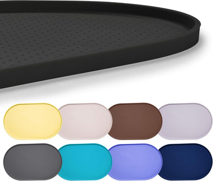 Hubulk 100% Waterproof Silicone Pet Feeding Mat with Raised Edge for Food and Water, Dog Bowl Mats, Cat Bowls Placemat with High Lip Protects Floor for Cats and Dogs (Gray, 19" L X 12" W)12