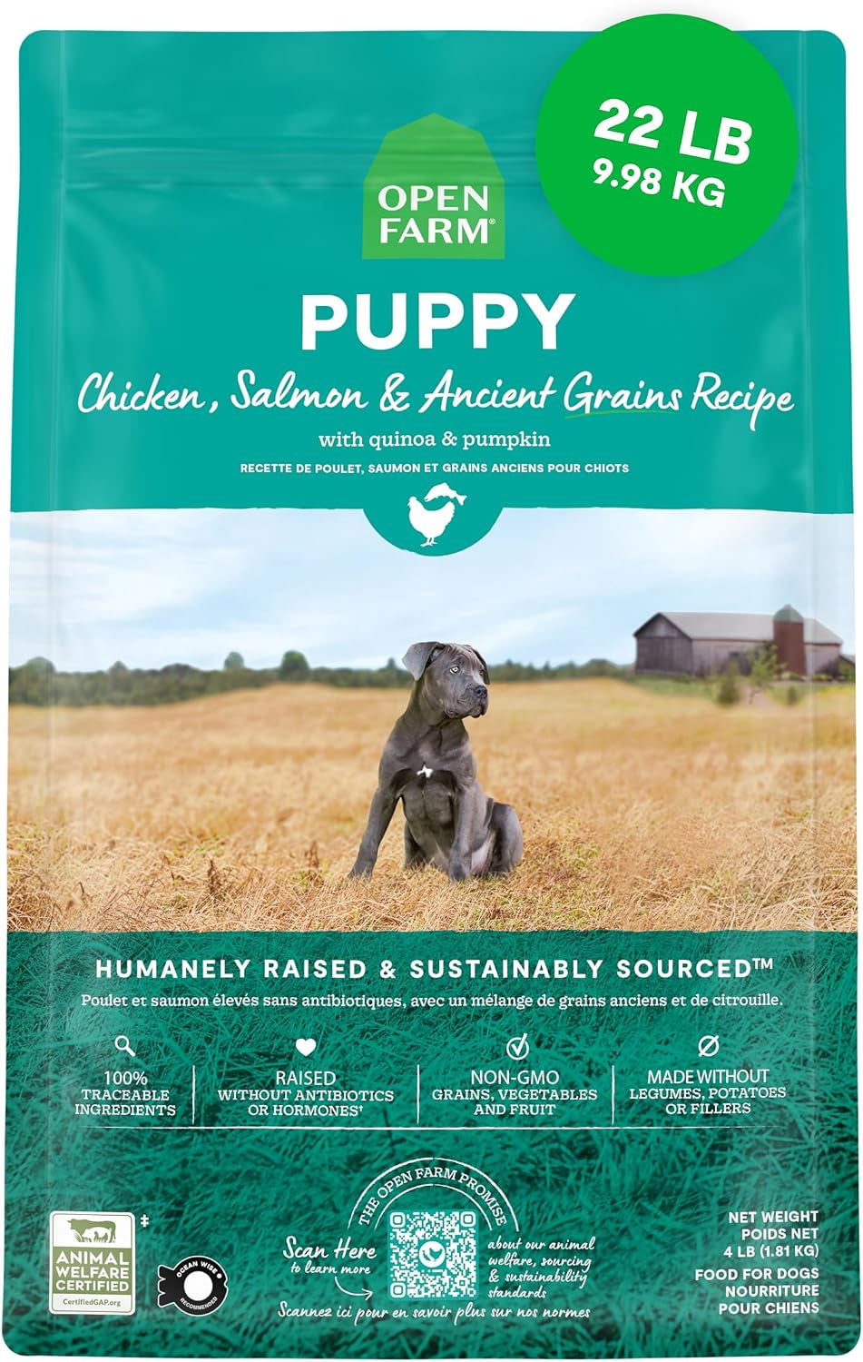open-farm-ancient-grains-dry-puppy-food-chicken-salmon-kibble-4lb-bag-all-puppies-all-breed-sizes-protein-rich-nutrient-dense-100-traceable-ingredients-non-gmo-fruits-veggies
