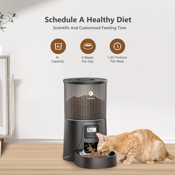 Automatic Cat Feeder: 4L Timed Cats Food Dispenser Programmable | Easy to Set, Dual Power, Precise Portion, Auto Pet Feeder with Desiccant Bag, Detachable Washable for Cats and Small Dog3