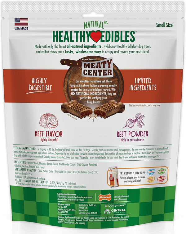 Nylabone Healthy Edibles Meaty Center Dog Treats, Beef Flavor, 12 Count | Natural Dog Chew Bones, Made in USA, Highly Digestible, Help Clean Teeth, Long Lasting Chews for Small Dogs up to 25 Lbs8