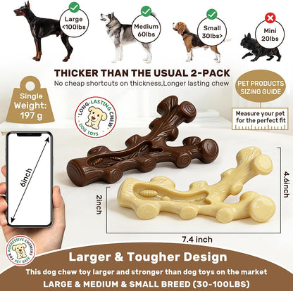 SIHRMIU 2 Pack Dog Chew Toys for Aggressive Chewers,Boredom and Stimulating Best Dog Toys for Medium/Large Breed,Tough Almost Indestructible Dog Bones for Teeth Cleaning and Training2