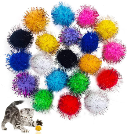 PET SHOW 20 Pcs Cat Crinkle Toy Ball 2.5Inch Mylar Cat Pounce Chase Toys Colorful Paper Ball Chase Training Activity for Cats Kittens11