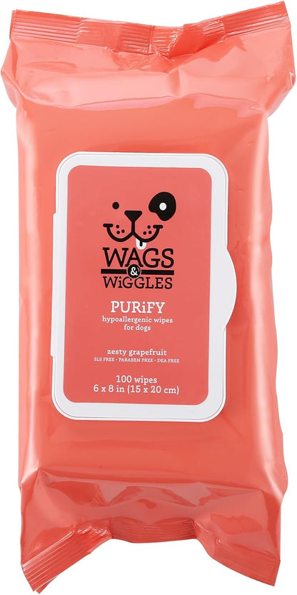 Wags & Wiggles Hypoallergenic Dog Wipes for Sensitive Skin, Fragrance-Free Waterless Cleansing Cloths for Paws, Face, and Dog Body, No SLS, Parabens, or DEA, 100 Count | Waterless Cleansing Cloths for Paws, Face, and Body; No SLS, Parabens, or DEA for Sensitive Skin14
