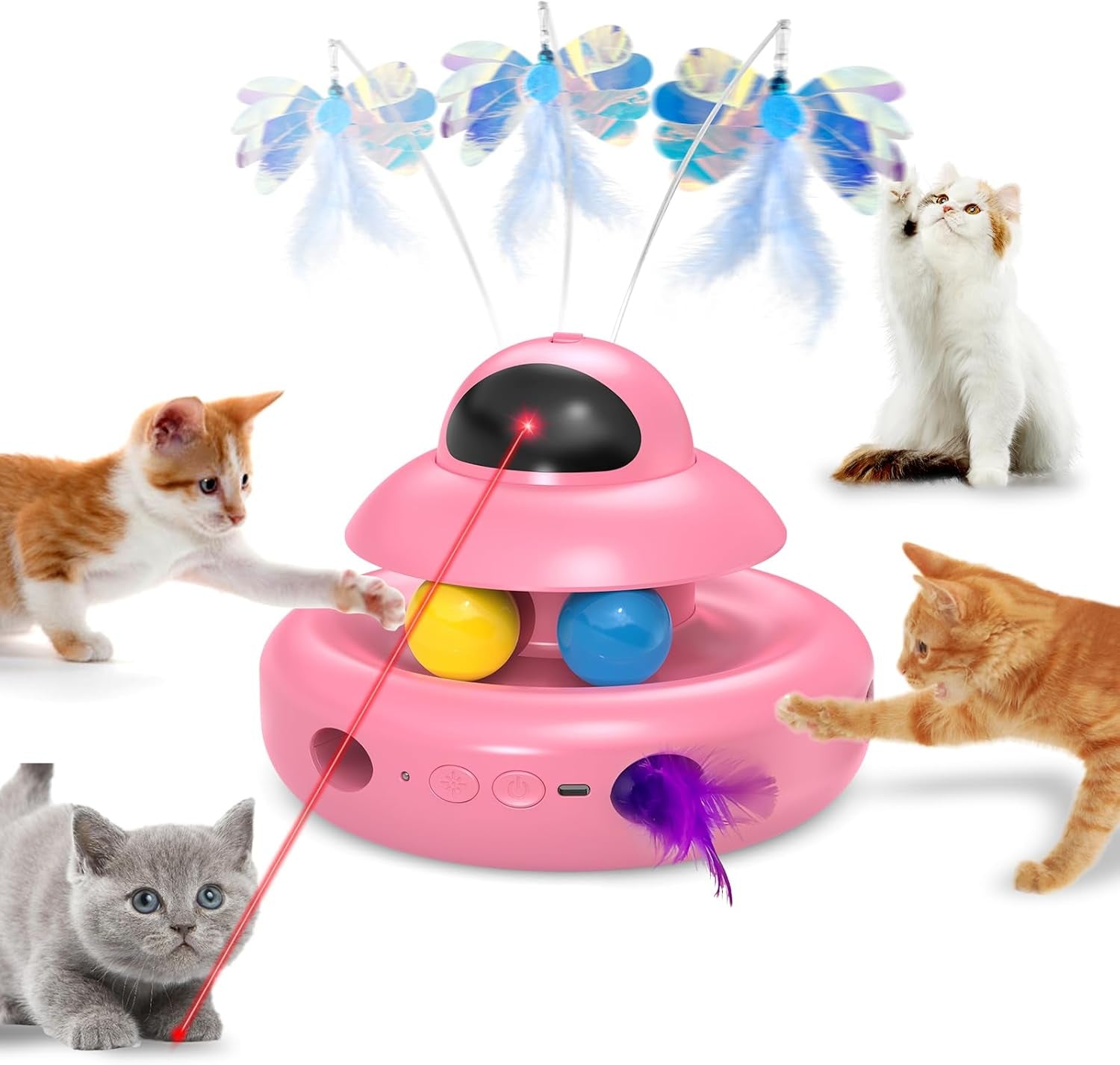 mohaya-cat-toys-4-in-1-interactive-cat-toy-for-indoor-cats-with-laser-fluttering-butterfly-moving-feather-and-track-balls-usb-rechargeable-self-play-kitten-toy-white