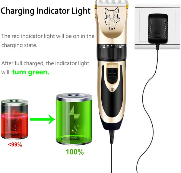 Highdas Dog Clippers for Grooming Low Noise, Cordless Electric Dog Grooming Kit Clippers Rechargeable, Quiet Dog Shaver, Pet Hair Trimmer Kit for Dogs & Cats (Gold)3