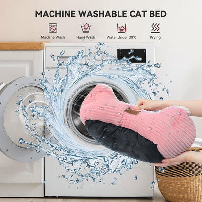 Cat Dog Bed for Pets, Rectangle Pet Bed Gift for Puppy and Kitten, Machine Washable Calming Fluffy Pet Couch Sofa for Indoor Outdoor, Portable Soft Cat Bed with Non-Slip Bottom (Small, Pink)6