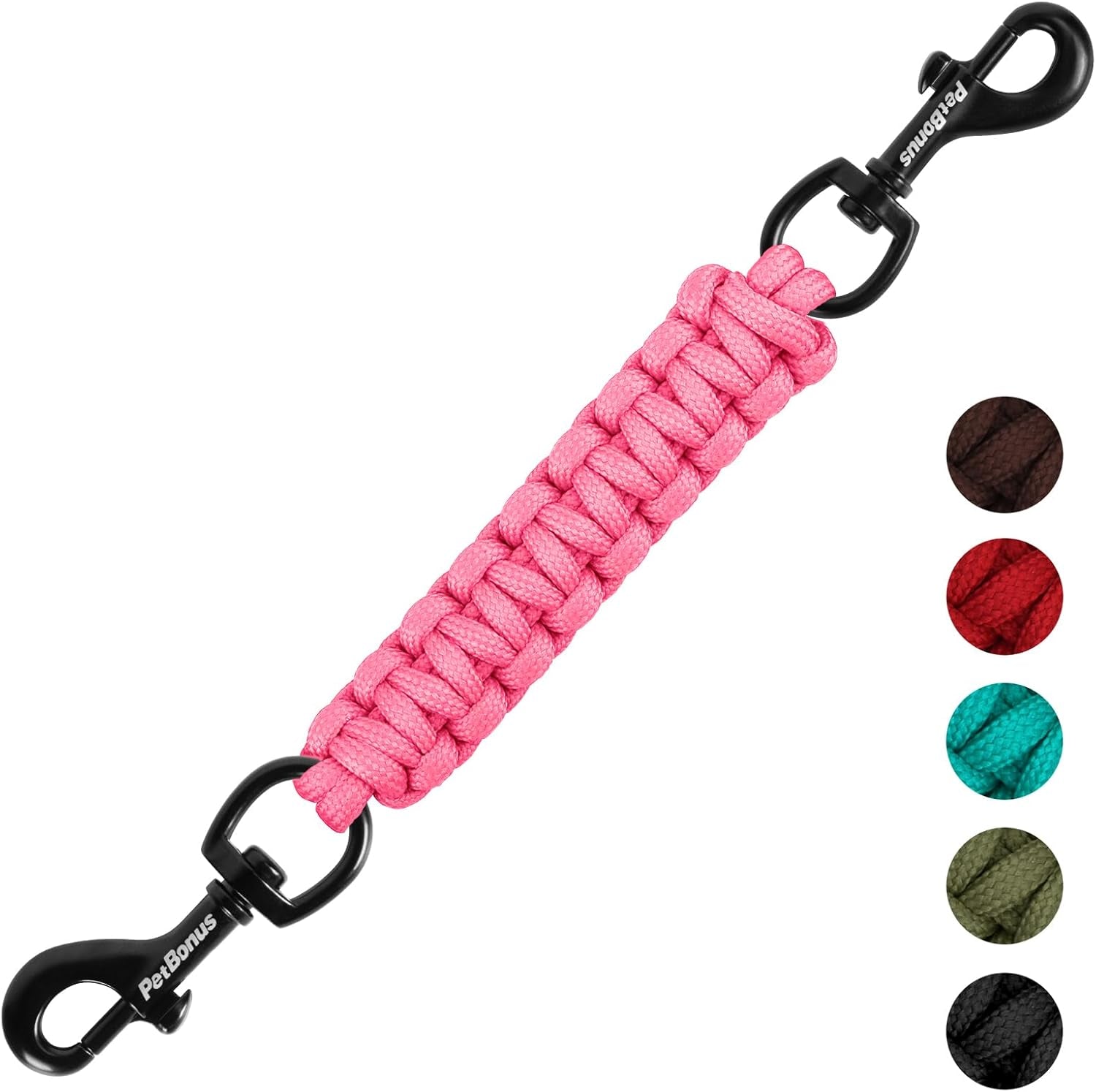 petbonus-dog-collar-safety-clip-handmade-prong-collar-to-harness-connector-dog-leash-backup-safety-strap-escape-proof-double-ended-clasp-lead-connector-for-pinch-collar-harness-black