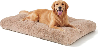 JOEJOY Large Dog Bed Crate Pad, Deluxe Plush Washable Dog Beds Fulffy Soft Kennel Pad Anti-Slip Pet Sleeping Mat for Extra Large Medium Small Dogs, 40" X 27", Beige1
