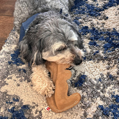SPOT Dura-Fused Leather Squirrel Dog Toy – Real Leather & Jute Fabric, Double-Stitched & Durable, Soft Stuffed Squeaky Interactive Chew Toy for Moderate Chewers, Small & Medium Dogs, 8In11