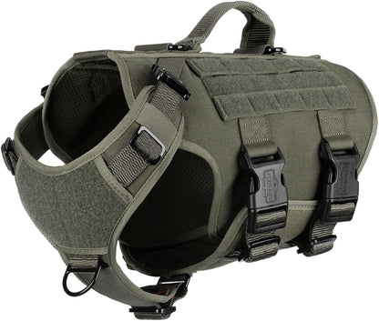 ICEFANG No Pull Tactical Dog Harness for Large Dogs,Adjustable Dog Vest | Control Handle,Molle Panel,Front Hook,3 Leash Clips,Soft Padded,For Walking Training,Pink,Large19