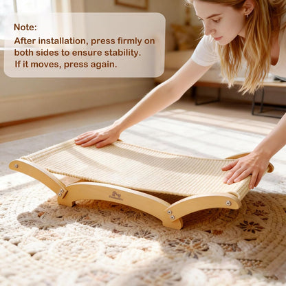 Extra-Large Sisal Cat Scratcher Bed for Indoor Cats, Cat Scratching Post with Hammock Nartural Sisal Scratch Pad for Large Cats Scratcher Lounge Chair, Wooden Cat Furniture (Light Nartural)8