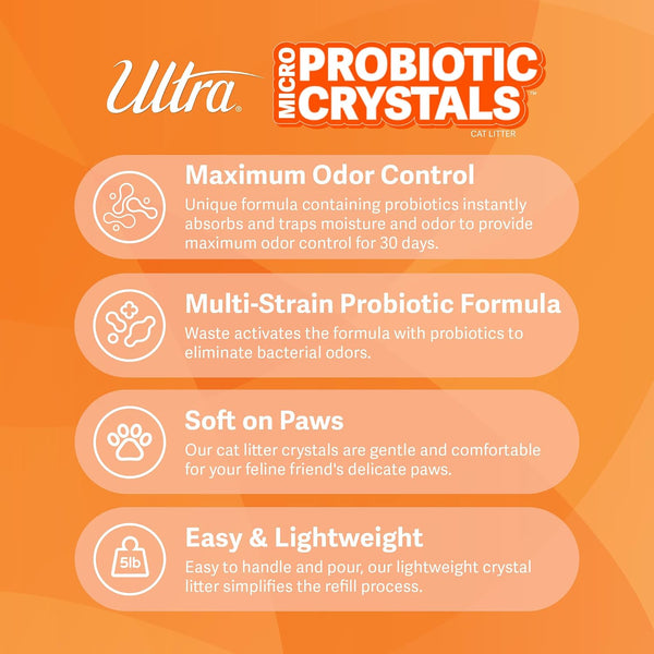 NEW Ultra Probiotic Micro Crystals Cat Litter - 99.9% Dust Free, Soft on Paws, Fragrance Free - 5 Lbs.3