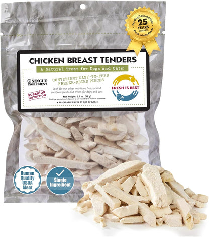 Fresh Is Best Freeze Dried Dog Treats - Raw Freeze Dried Chicken Breast for Dogs & Cats - Healthy Dog Training Treats in Resealable Zipper Bag - High-Protein Single Ingredient - Made in the USA1