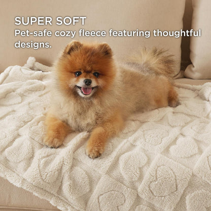Bedsure Dog Blanket for Small Dogs Puppy Cats with Soft Fleece 25X35 White | 300GSM Fuzzy Jacquard Doggy Kitten Blanket Washable for Crate Cage, Pet Bed, Indoor Cats, Puppy Essentials, Cute Dog Gift3