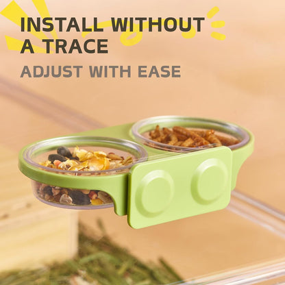 Magnetic Reptile Feeding Ledge with 2 Pack Plastic Bowls Food Feeder Water Dish for Crested Gecko Dwarf Hamster(Gray, Magnetic-Mounted)4