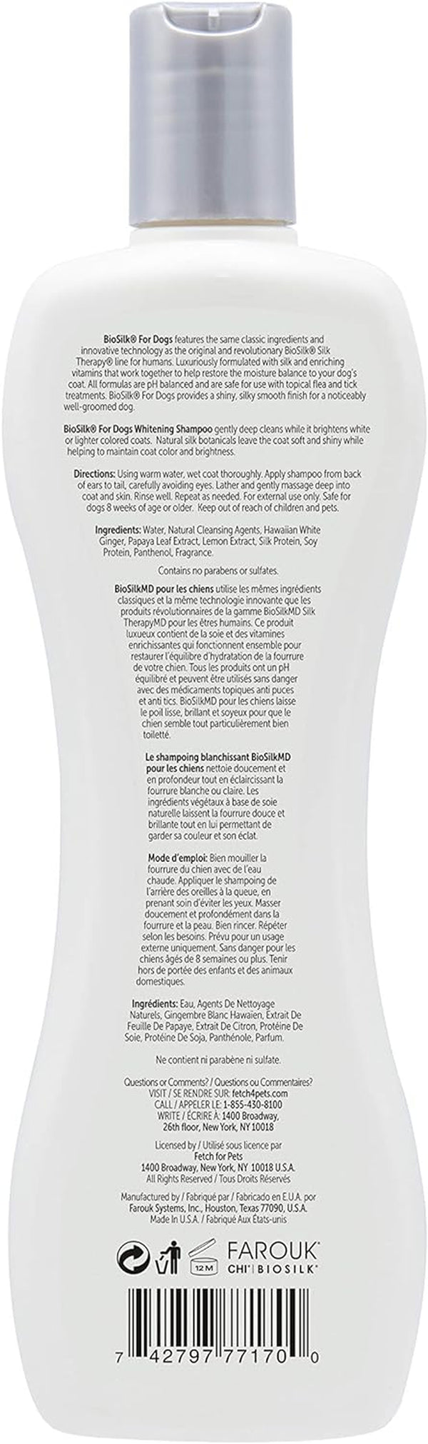Biosilk Silk Therapy Whitening Dog Shampoo, Brightening Pet Shampoo with Silk Protein for White and Light Colored Coats, Enhances Shine and Softness, Ph Balanced Dog Wash, 12 Fl Oz | Brightening Formula with Silk Protein Enhances Shine and Softness for White and Light Coats2