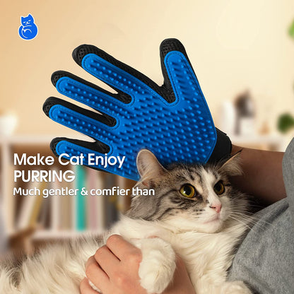 Pet Hair Removal Glove with 255 Silicone Tips for Dogs & Cats, 1 Pair Blue | 2-In-1 Deshedding & Massage Mitt, 5-Finger Flexible Design, for Bathing & Grooming, Safe for Long/Short/Curly Hair Pets3
