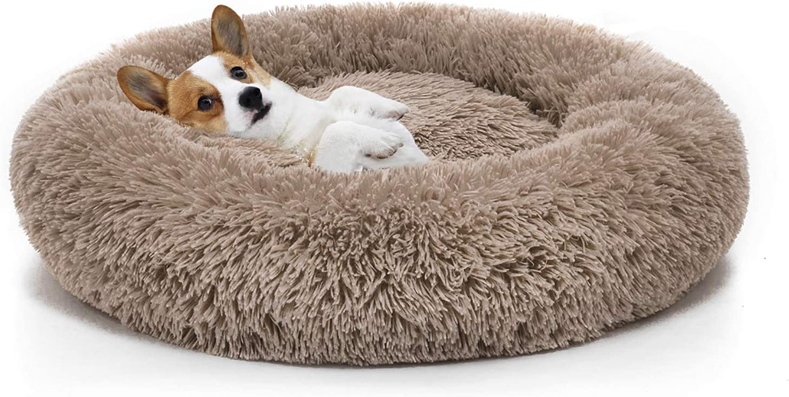 mixjoy-orthopedic-dog-bed-comfortable-donut-cuddler-round-pet-beds-ultra-soft-washable-dog-and-cat-cushion-20-23-30-23-brown