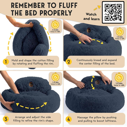 Petjett Calming Dog Bed Medium Size Dog - 30'' Donut Bed, Washable Dog Bed, Anti-Slip & Super Soft Fluffy Plush round Dog Bed, Anti-Anxiety Premium Comfort Pet Bed, Fits Dogs Upto 45 Lbs - Dark Grey6