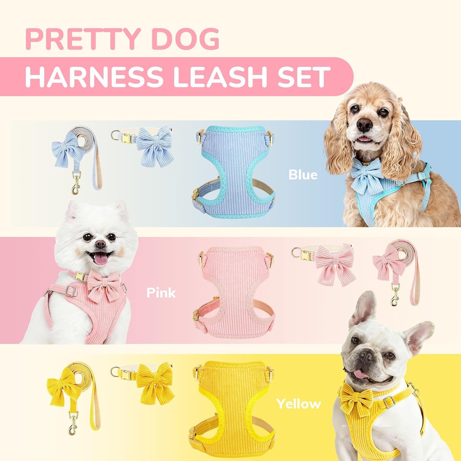 small-dog-collar-harness-and-leash-set-dog-harness-no-pull-with-bowtie-breathable-cotton-adjustable-pet-puppy-harness-easy-walk-dog-harness-s14-18-9