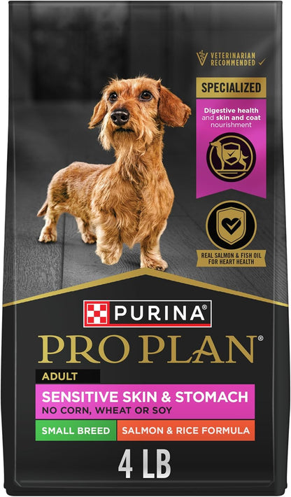 Purina Pro Plan Sensitive Skin and Stomach Dog Food Small Breed, Adult Salmon & Rice Formula - 4 Lb. Bag1
